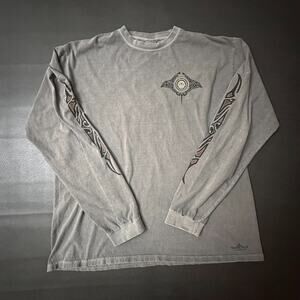 Crazy Shirts Hawaii T Shirt Mens XL Gray Y2k Tribal Sleeves Double Sided Biker